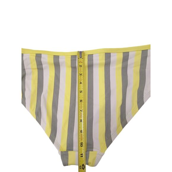 Kona Sol  2pc Bikini Plus Size 1X Yellow Gray White Striped Triangle Swim Beach - Picture 9 of 14
